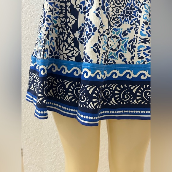 Avec Les Filles Sweetheart Neck Mini Sundress in Blue and White size 8 - Picture 5 of 13